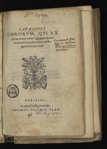 Catalogus librorum, qui ex officina Joannis Lodoici Tiletani prodierunt, ibidem vel nati, vel emendati, vel alioqui illustrati et excusi.