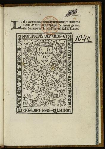 Les Ordonnances royaulx publiées à Paris le 13 juin 1499