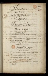 Inventaire des livres de la Bibliothecque Mazarine [Tome I, numéros 1 à 7435]