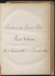 Registre des procès-verbaux des séances de l'Académie des beaux-arts. 1856-1859