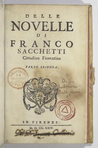 Delle novelle di Franco Sacchetti cittadino fiorentino parte seconda.
