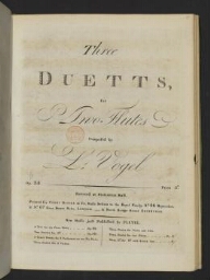 Three duetts for two flutes composed by L. Vogel op. 35
