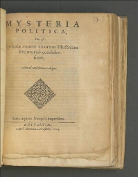 Mysteria politica, hoc est : Epistolae arcanae virorum illustrium sibi mutuò confidentium, lectu et consideratione dignae