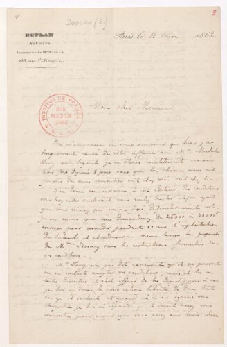 Lettres adressées à Gustave Flaubert par divers correspondants : de Dumesnil, Alfred à Huet, Honorine