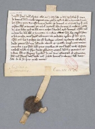 Charte de l'official de Senlis, contenant Bail à cens par les religieux de Chaalis à Marie Lamorette de Fontaine d'une pièce de terre entre Fontaines et Monlognon