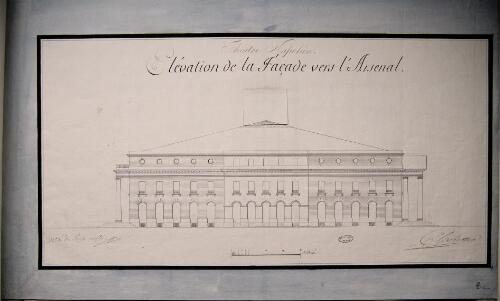 Projet de théâtre Napoléon à Strasbourg : élévation de la façade vers l'Arsenal