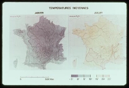 Températures moyennes en janvier et juillet, cartes de France