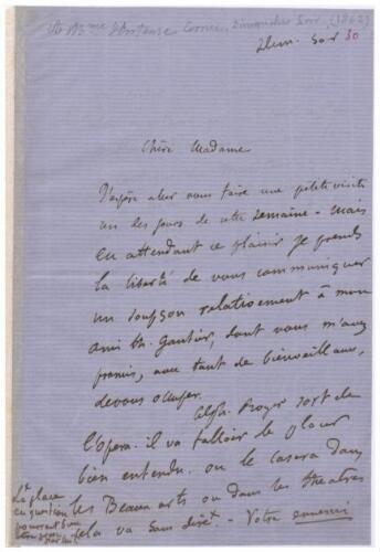 Lettres de Gustave Flaubert concernant notamment Théophile Gautier