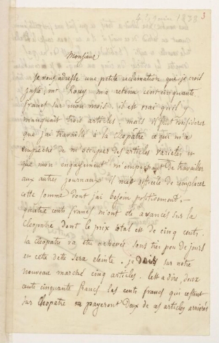 « Collection du vicomte Charles de Spoelberch de Lovenjoul ; Gautier (Théophile) ; Correspondance entre Th. Gautier et M. et Mme Émile de Girardin »