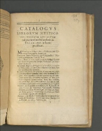 Catalogus librorum mystico-politicorum qui autumnalibus nundinis Francofordiensibus anni 1626 in lucem prodibunt