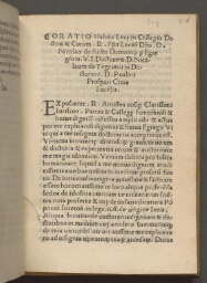 Oratio habita Lucȩ in collegio doctorum & coram. r. ep̃o Luceñ dño .d. Nicolao de Sãcto Domnino per egregium .u. j. doctorem d. Nicolaum de Tegrimis in doctoratu .d. Paulini Prosperi civis Lucẽsis.