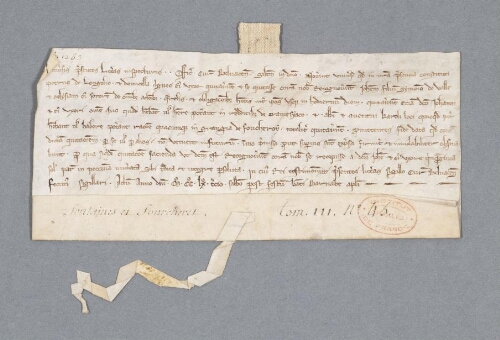 Charte contenant désistement par Pierre de Longueuil du droit qu'il pouvait prétendre sur la ferme de Fourcheret