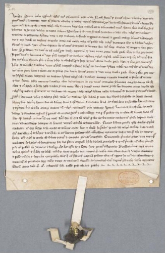 Charte de l'official de Senlis contenant donation par Simon de Rully aux religieux de Chaalis d'un arpent de terre aux Massis joignant les prés de Fourcheret