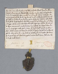 Charte d'Adam, évêque de Senlis portant confirmation de la charte précédente : accomodement entre religieux de Chaalis et Raoul de Berne