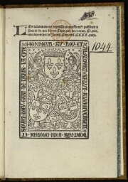 Les Ordonnances royaulx publiées à Paris le 13 juin 1499