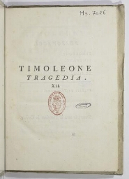 Timoleone, tragedia XII.