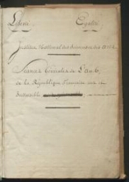 Registre des procès-verbaux de l'assemblée générale. An VI (septembre 1797-août 1798)