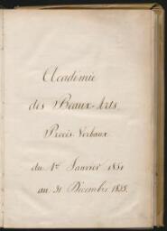 Registre des procès-verbaux des séances de l'Académie des beaux-arts. 1851-1855