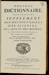 L'Encyclopédie. Volume 20. Supplément 3. Texte : F-MY