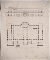 École royale des Beaux-Arts : élévation et plan (dessin)