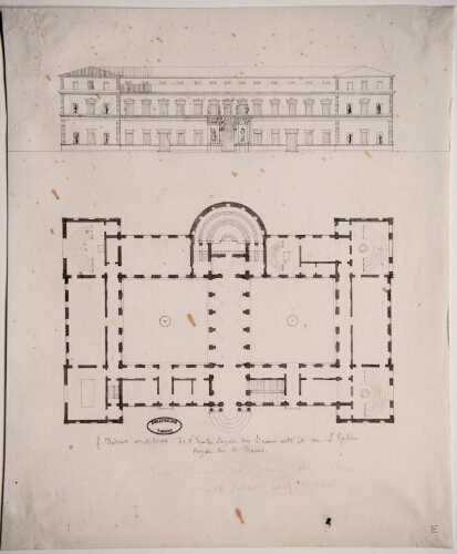 École royale des Beaux-Arts : élévation et plan (dessin)