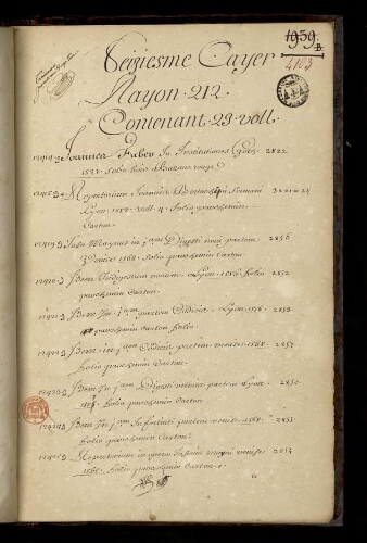 Inventaire des livres de la Bibliothecque Mazarine [Tome III, numéros 12414 à 18674]