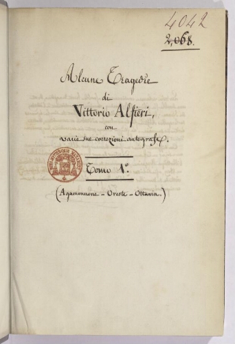 Tragedie di Vittorio Alfieri da Asti. Volume primo-[terzo].