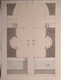 Projet de place avec arc de triomphe et pavillons : plan
