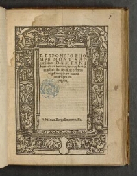 Responsio Thomæ Montis ad epistolam Damiani Ferrarii de Fenaco qua quædam in opusculo suo de diluvio anno vigesimoquarto futuro conscripta impugnat.