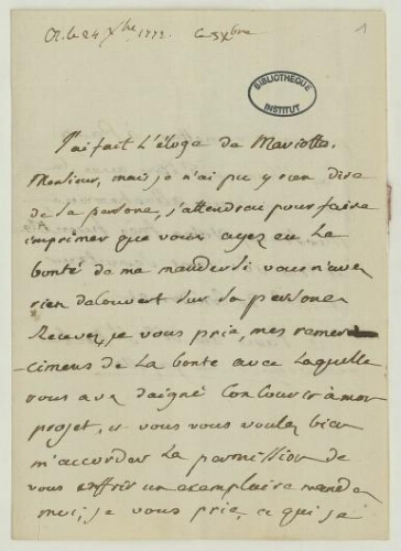 Lettres à Louis-Bernard Guyton de Morveau