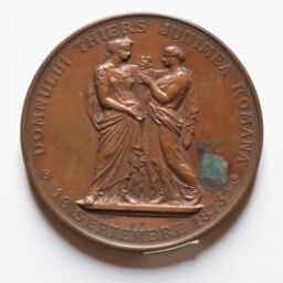 Médaille évoquant l'entente entre Thiers et la ville de Rome
