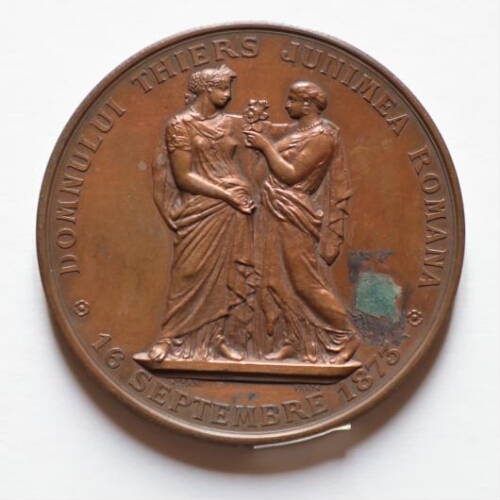 Médaille évoquant l'entente entre Thiers et la ville de Rome