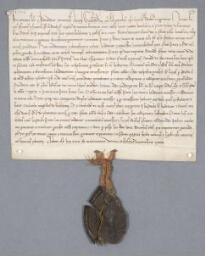 Charte de Geoffroy, évêque de Senlis, portant désistement par Milon de Baron et Gauthier son frère du droit qu'ils prétendaient sur trente arpents de terre vendus par leur père aux religieux de Chaalis