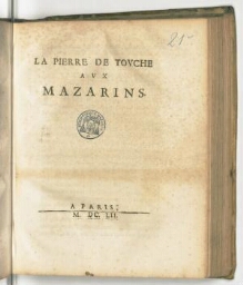 La pierre de touche aux Mazarins.