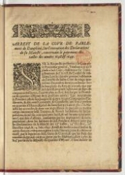 Arrest de la cour de parlement de Dauphiné, sur l'execution des declarations de sa Majesté, concernant le payement des tailles des années 1648. & 1649.