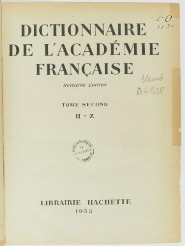 « Dictionnaire de l'Académie française. - 8e édition&nbsp»