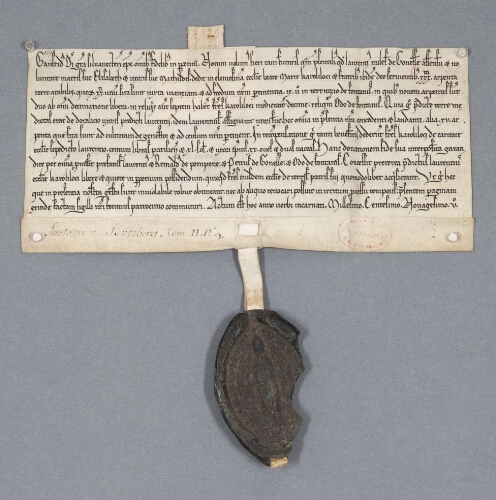 Charte de Geoffroy, évêque de Senlis, contenant donation faite aux religieux de Chaalis par Laurent de Gonesse