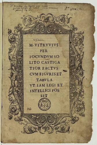 M. Vitruvius per Jocundum solito castigatior factus cum figuris et tabula ut iam legi et intelligi possit