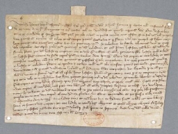 Charte de l'official de Senlis contenant vente par Robert de Sermon à Eudes de Fontaine du droit qu'il avait sur le moulin de Fontaine avec une hostice audit lieu