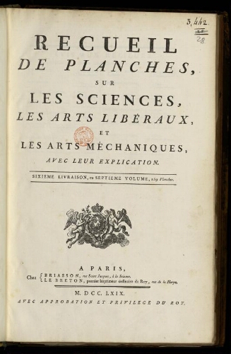 L'Encyclopédie. Volume 28. Planches 7
