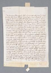 Charte de l'official de Senlis contenant vente et donation par René Foyer aux religieux de Chaalis d'une pièce de terre située entre les chemins de Fontaine et Baron à Senlis
