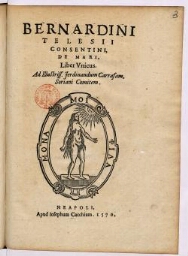 Bernardini Telesii Consentini, de mari, liber unicus. Ad illustriss. Ferdinandum Carrafam, Soriani comitem.
