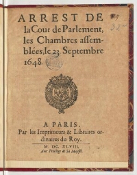 Arrest de la cour de Parlement, les chambres assemblées, le 23. septembre 1648.