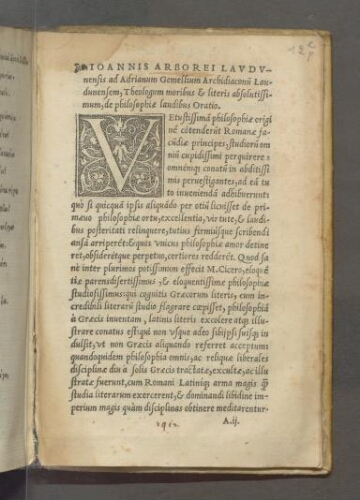 Johannis Arborei Laudunensis ad Adrianum Gemellium archidiaconum Laudunensem, theologum moribus & literis absolutissimum, de philosophiae laudibus oratio.