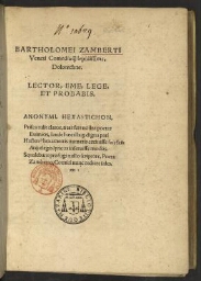 Bartholomei Zamberti Veneti comedia quam lepidissima, Dolotechne.
