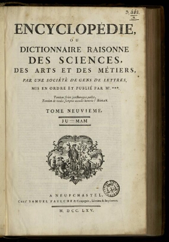 L'Encyclopédie. Volume 09. Texte : JU-MAM