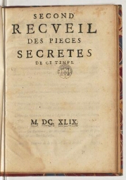 Second recueil des pieces secretes de ce temps.