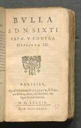 Bulla S. D. N. Sixti papæ. V. contra Henricum III.