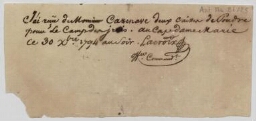 Reçu de deux caisses de poudre de M. Cazenave, signé Lacroix
