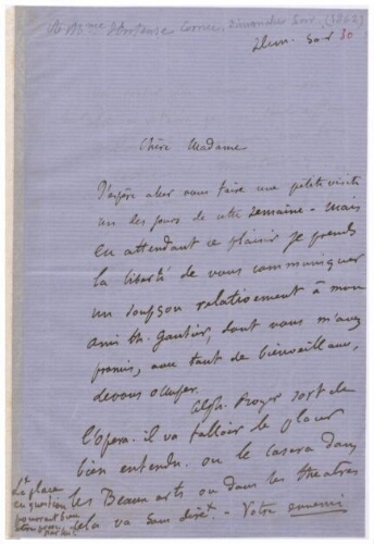 Lettres de Gustave Flaubert concernant notamment Théophile Gautier